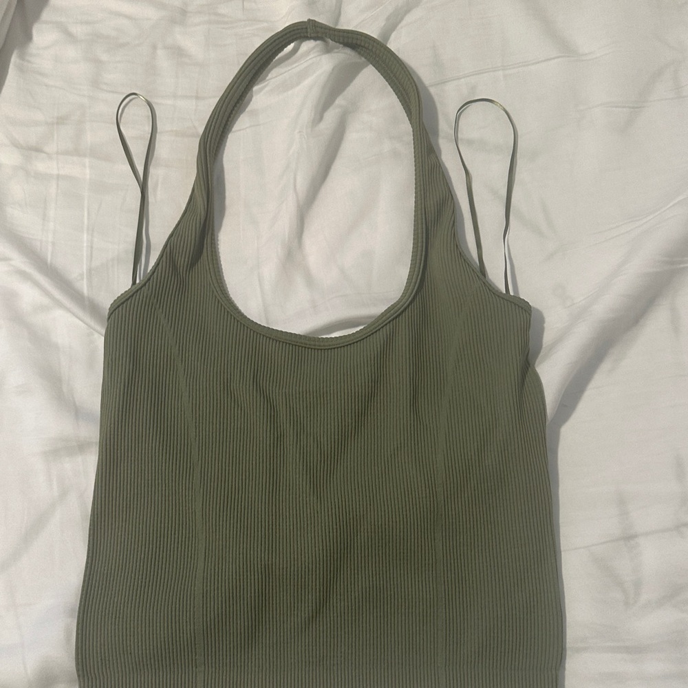 American Eagle Outfitters Olive Green Ribbed Tank Top